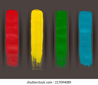 Set of acrylic banners on dark background. Vector illustration. 