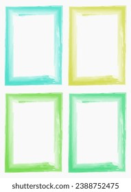 Set of acrylic frames isolated on white. Colorful rectangular frames in vector. Frame for text, picture, photo. Green