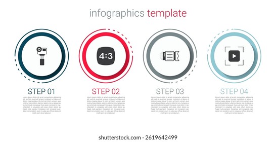 Set Action extreme camera, Photo frame 4, Camera photo lens and focus line. Business infographic template. Vector