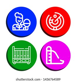 Set of action icons such as Table tennis, Radar, Cradle, Slide , action