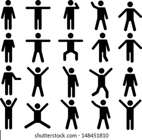 Set of active human pictograms illustrated on white background