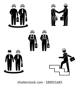 Set of active human pictograms illustrated on white background