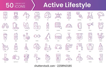 Conjunto de iconos activos de estilo de vida. Conjunto de iconos de estilo de degradado. Ilustración vectorial