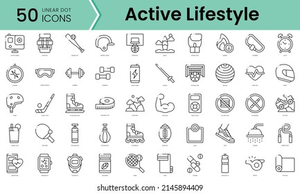 Set of active lifestyle icons. Line art style icons bundle. vector illustration