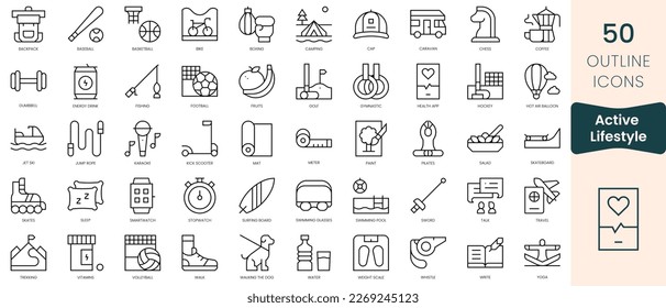 Set of active lifestyle icons. Thin linear style icons Pack. Vector Illustration