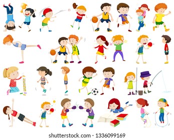 Set of active people  illustration