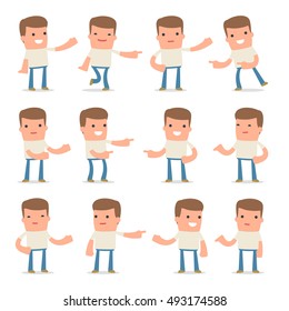 Set of Active and Positive Character Customer making presentation poses for using in design, etc.