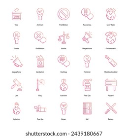 set of Activism icons vector stock illustration