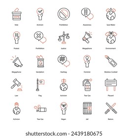 set of Activism icons vector stock illustration
