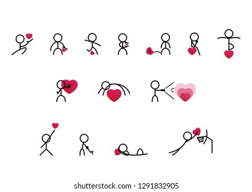 Set of activities of love icon for graphic design.