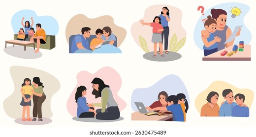 Conjunto de actividades en la Ilustración vectorial familiar