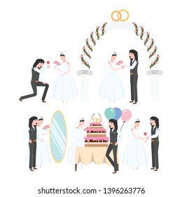 Set of activities wedding party
