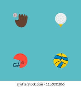 Set of activity icons flat style symbols with helmet, baseball, hook and other icons for your web mobile app logo design.