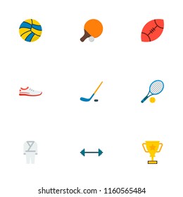 Set of activity icons flat style symbols with ball, sneakers, dumbbells and other icons for your web mobile app logo design.