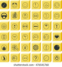 Set activity routine icons of office man all day long
