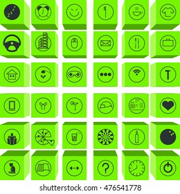 Set activity routine icons of office man all day long