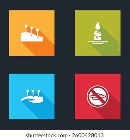 Set Acupuncture therapy, Aroma candle,  and Food no diet icon. Vector
