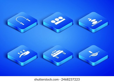 Set Acupuncture therapy, Jump rope, Vacuum cans and Stack hot stones icon. Vector