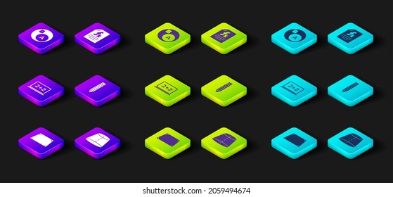 Set Acute trapezoid shape, Geometric figure, Chalkboard, Pencil, Function mathematical symbol and Subsets, math, is subset of icon. Vector