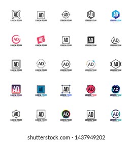 Set of AD Letter Logo Design. Creative Modern AD Letters Icon Illustration