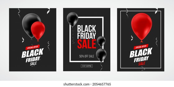 Set von Werbeplakaten für Black Friday Rabatte und Verkäufe.