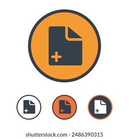 A set of add file icons with a plus sign, or new file creation or adding a document feature.