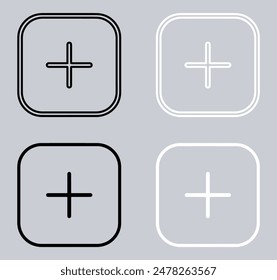 Conjunto de icono Agregar. Símbolo de signo de icono Plus en estilo plano de moda. Ilustración médica del icono del Vector cruzado aislado sobre fondo gris
