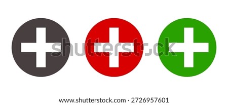 Set of add icons on white background.