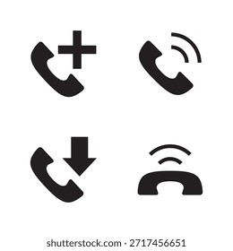 Set von ankommenden und klingelnden Telefonanruf festen Symbolen hinzufügen.