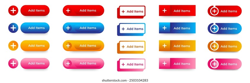 set of add items or files button icon design template. vector