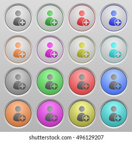 Set of add new user plastic sunk spherical buttons.
