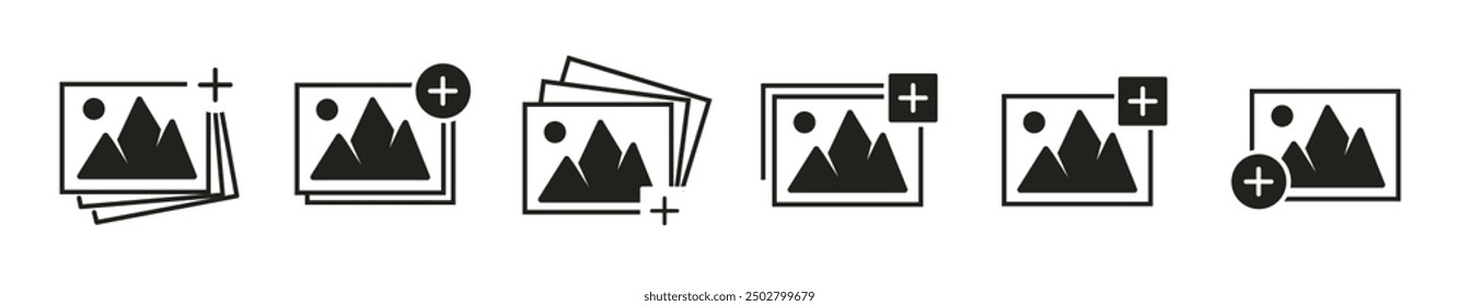 Set of add photo vector icons