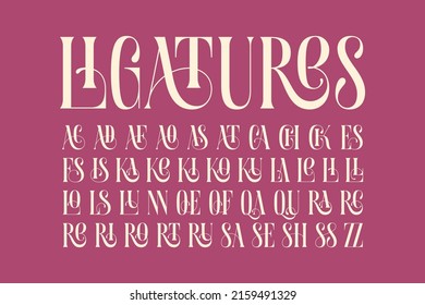 Set of additional ligatures for classic typeface