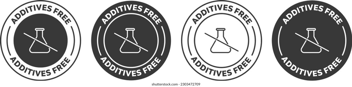 Set of additive free icons. Four variations of white background.