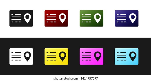 Set Address book icon isolated on black and white background. Telephone directory. Vector Illustration