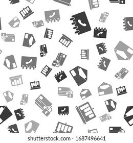 Set Address book, Presentation financial board with graph, schedule, chart, diagram, infographic, pie graph, Envelope and Credit card with lock on seamless pattern. Vector