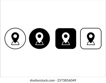 Set of address icons with map. Outline location symbol. Simple pin location icon
