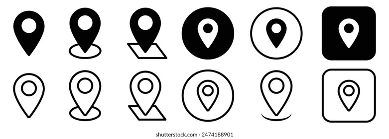 Set Of Address place icon symbol. Location icon collection. Vector Illustration.