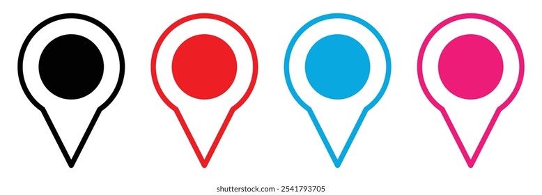 Set of address place icon symbol. Location icon collection. Map pin icon. Vector illustration.