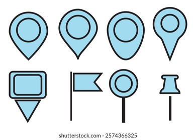 Set Of Address place icon symbol. Location icon collection. Vector Illustration.