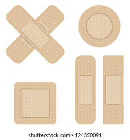 Set of Adhesive bandage. Vector illustration.