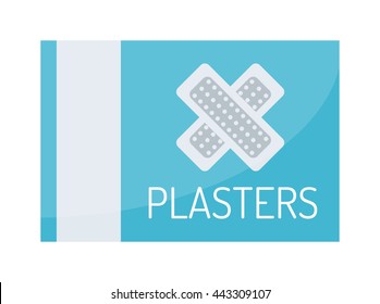 Set of adhesive patch plasters isolated on white background