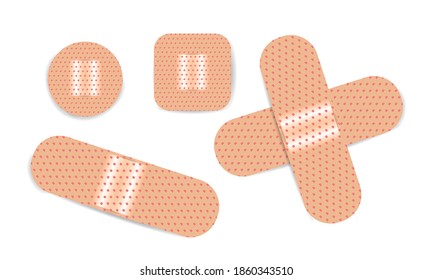 Pflasterputz einzeln auf Weiß, Pflaster-Wundheilung für Ikone. Adhesive Bandage elastischer medizinischer Gips, Klebeband elastisch für die Heilung der ersten Hilfe.