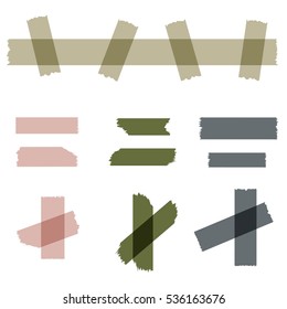 Set of adhesive tape pieces isolated on white background. Vector illustration.