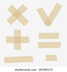 Set of adhesive tape symbols on white background.