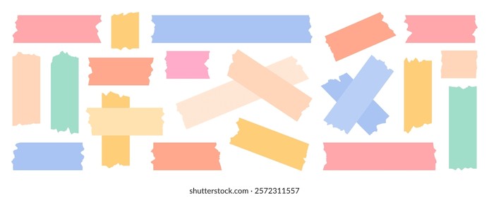 Set of adhesive tape, washi, mini tape vector sticker illustration