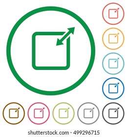 Set of adjust item size color round outlined flat icons on white background