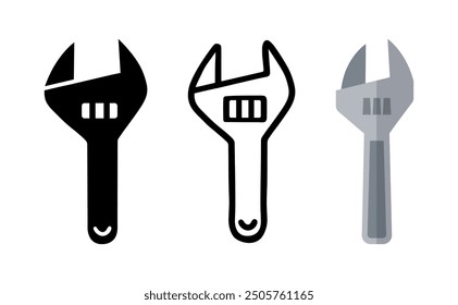 Set of Adjustable wrench cartoon doodle, Vector, Illustration.