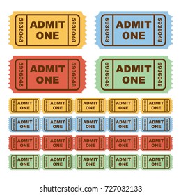 Set Admit One Ticket Icons Vector Stock Vector (Royalty Free) 727032133 ...