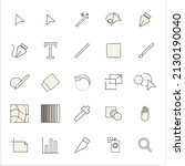 Set of Adobe Illustrator tool icons in flat style, graphic design and photo editing tools. Vector, illustration